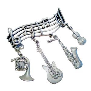 JJ Jonette Vintage Musician Brooch Pewter